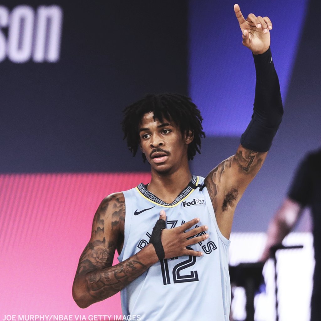 SportsCenter's tweet image. Shout out to @JaMorant for leading the @memgrizz on the brink of the playoffs as a rookie. 

Star in the making 💯