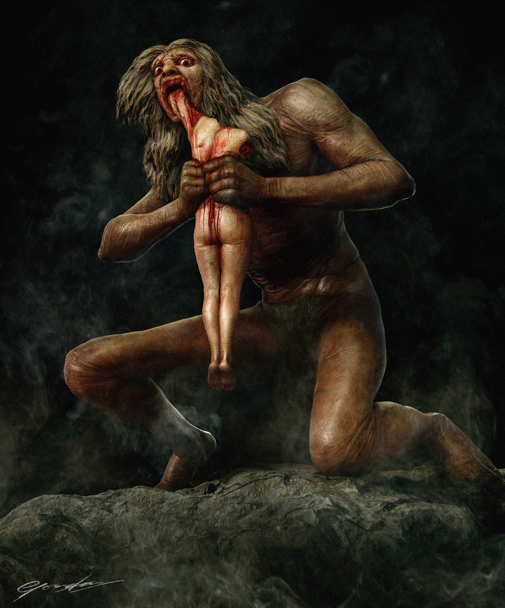 New art: HYPER-REAL SATURN DEVOURING HIS SON. Original by Goya. <a href="/TheeNerdwriter/">Evan Puschak</a> I believe you’re a fan? #goya #digitalartist