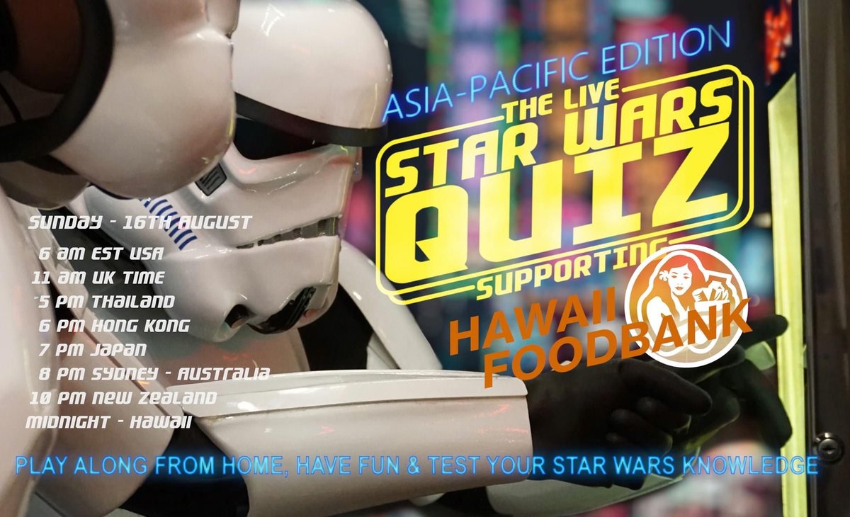 501stLegion's tweet photo. This week on the Live Star Wars Trivia Show we have @pacific501st vs #RedbackGarrison vs @hk_501st ! We are raising funds for The Hawaii Foodbank. Please consider donating!
Join us this SUNDAY, LIVE on The 501st Facebook page!
#501st #StarWars #501stLegion https://t.co/UJmwSqMsQf