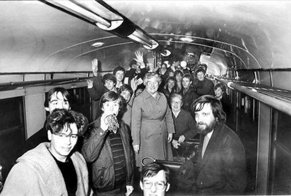 And then I went searching for myself.That's me, bottom left, aged about 14/15, doing my best Echo and the Bunnymen look, on the last ever train between Glasgow and Kilmacolm.I'm wearing one of my mum's old 1950s 'swagger' coats...