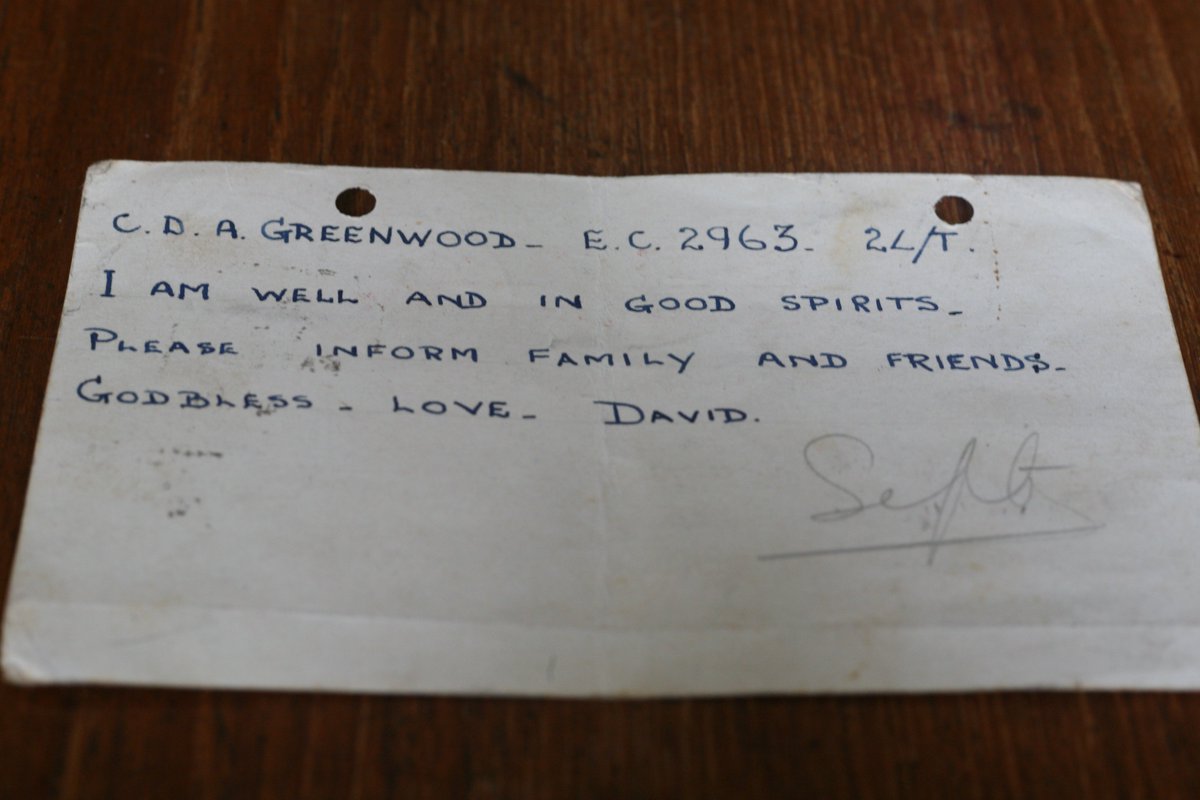 1. It took 18 months for my grandfather's family to find out if he was dead or alive after the fall of Singapore in 1942 - he sent this prisoner postcard (restricted to a few words) and it brings me to tears every time I see it because...  #VJDay75