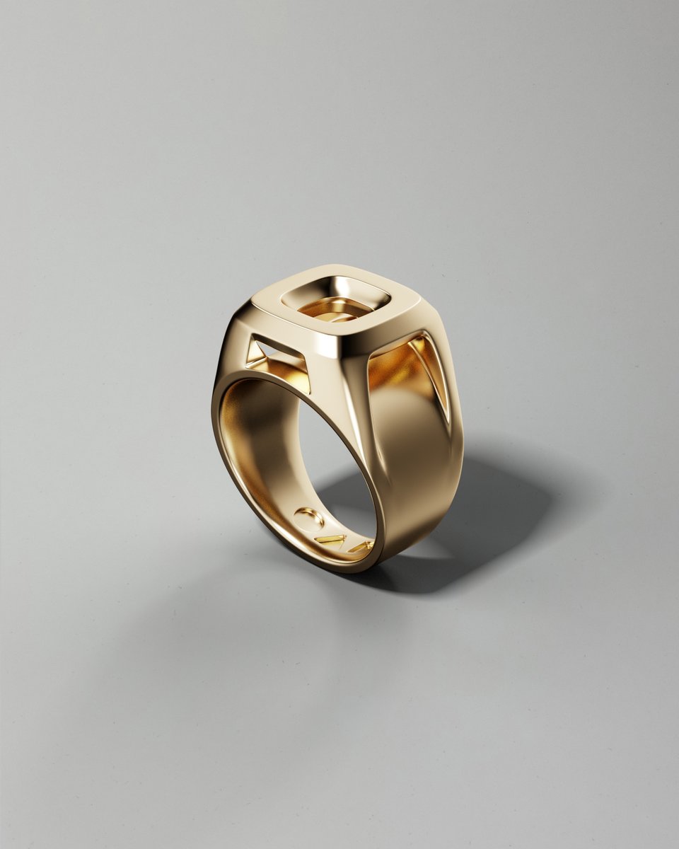 polyfaction's tweet image. The Halo Signet Ring in Square form.  Made for those who want to make a bold statement.  Basked in tradition, designed digitally, 3D printed to fit your size.  
.⁠
Order at polyfaction.com⁠
.⁠
#polyfaction #silver #ring #geometric #minimalism #signet #shiny