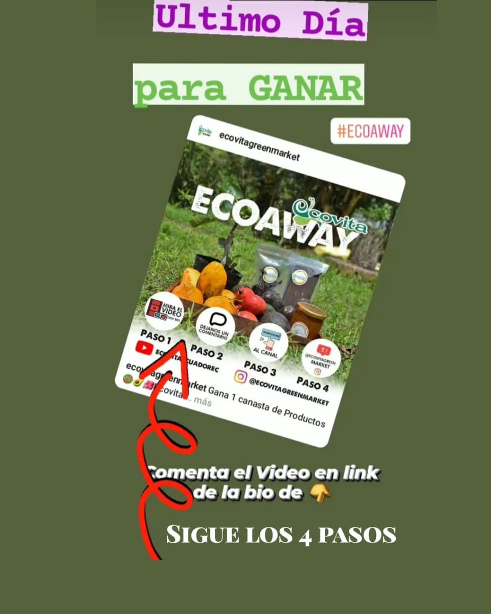 Ecovitamarket's tweet photo. #ecoaway
1. Mira 🎞  https://t.co/4KSNwJITgC.
2 ✍️un comentario en 🎬 
3. Suscríbete al canal Youtube
4. Sigue IG @ecovitagreenmarket https://t.co/o91ys2ZGR1