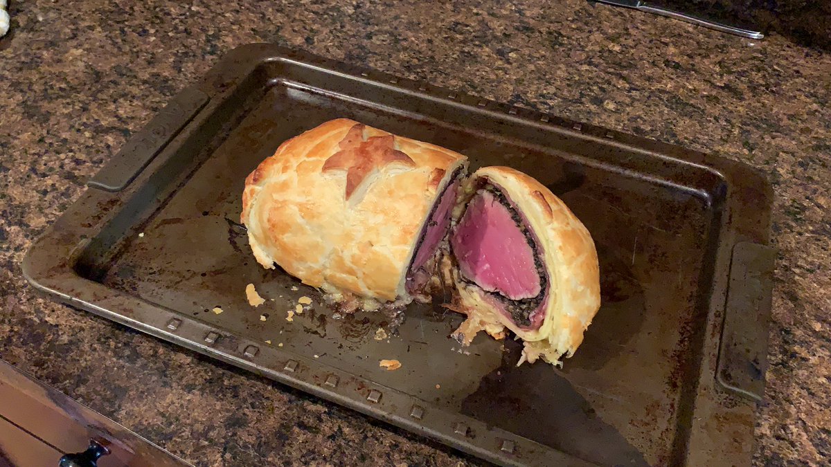 GregoryErdman's tweet photo. @GordonRamsay My 18 year old son is headed off to college this coming week and pulled off his first Beef Wellington using your recipe.  Cheers! https://t.co/s3gGwVLA3p