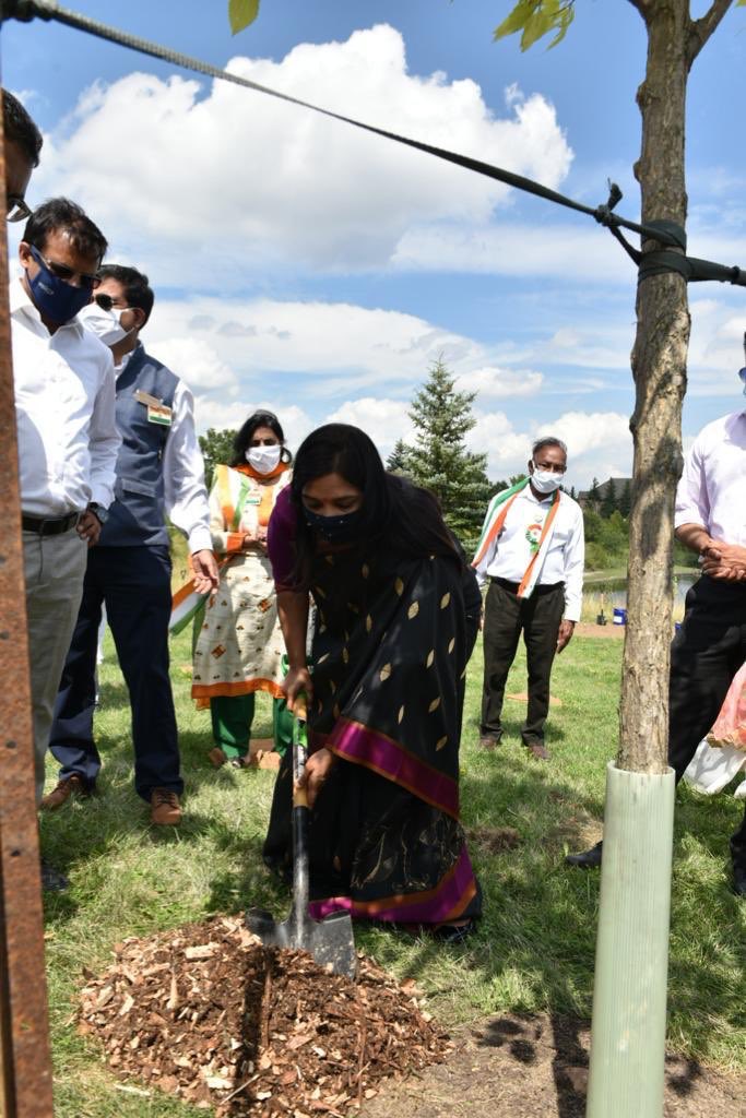 IndiainToronto's tweet photo. CG @_apoorvasri was honoured to be part of a tree planting ceremony organised by @GPACCanada along with MP @sangharamesh, @DeepakAnandMPP and MPP @sandhuamarjot1. 74 trees were planted to commemorate the 74th Independence Day. @HCI_Ottawa @cgivancouver @Ajaybis @IndianDiplomacy https://t.co/mD7EawbB0l
