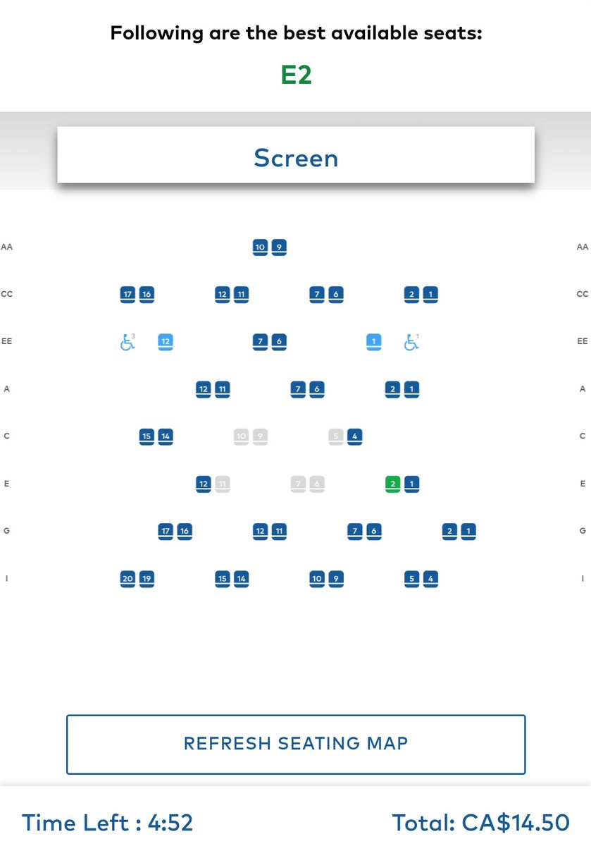 The 6 p.m. Spongebob showing at Yonge and Dundas had sold six tickets right before showtime, representing about 13% of available seats.