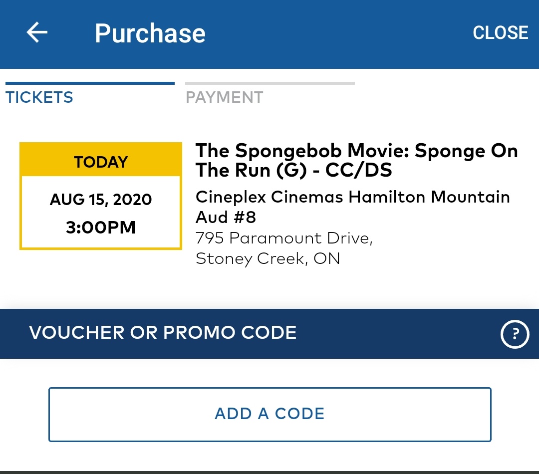 A 3 p.m. screening of Spongebob in Hamilton, about an hour away from Toronto, fared a bit better with roughly 12 seats sold, or 29%.It's playing on four screens at that location.