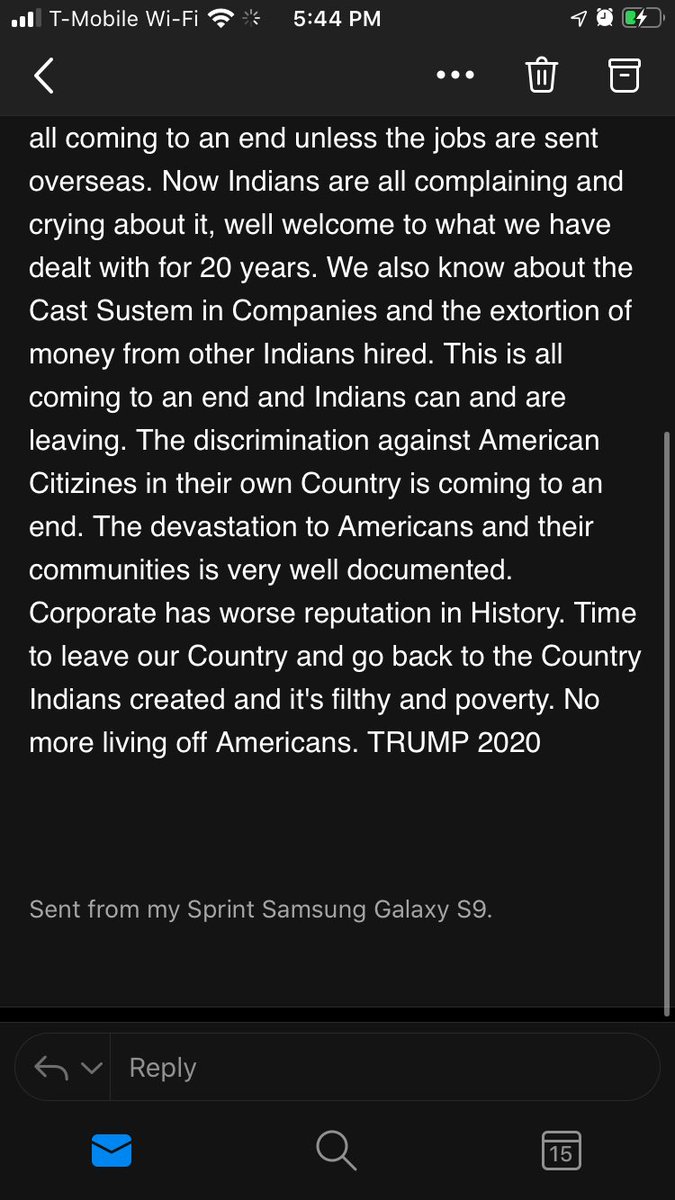 tulsi_kamath's tweet photo. Covered the plight of H4 and H1B visa holders in a 12-part series in May. I am still getting racist, awful emails like this. Bet this person isn’t going to like that im using their email to promote the series again. #EndRacism Here’s a link: https://t.co/dc5yrv9E0z https://t.co/cs6dcaX1OQ