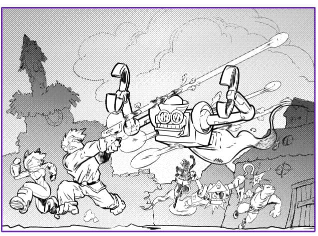 Pointman  #Comics! #GorillaGalaxy: Into the Chaos Zone! Here is a Panel of Captain Bedlam shooting off at a Robot Ghost next to Radiant Reddyou can see Vanessa and Morg in the Background...  #Raypunk  #Sciencefiction  #Spaceopera  #adventure  #pulp  #sexy