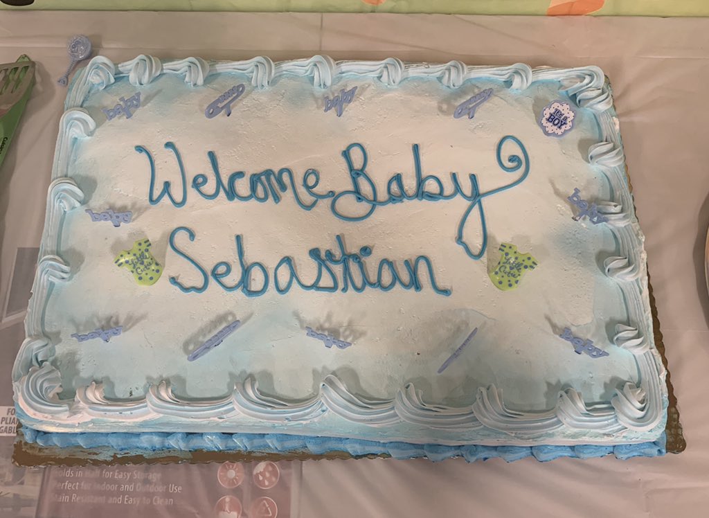 V_Soto_G's tweet photo. Surprise baby shower for our MASM Jackie as it’s her last day before maternity leave. Wishing Jackie and baby Sebastian a smooth and healthy delivery. @HD6225 @hmalak @jeffmurph004 @John_S_Ops @AnthonySantosHD @CrabeErika @williampole88 @JimWarnerHD https://t.co/8VjfwCXwns
