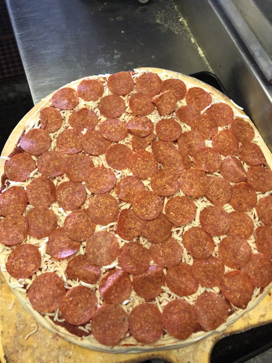 6Tubbs's tweet image. Who’s ready for a fresh and hot pepperoni pizza?  He’s a before and after of a 16 inch pie.