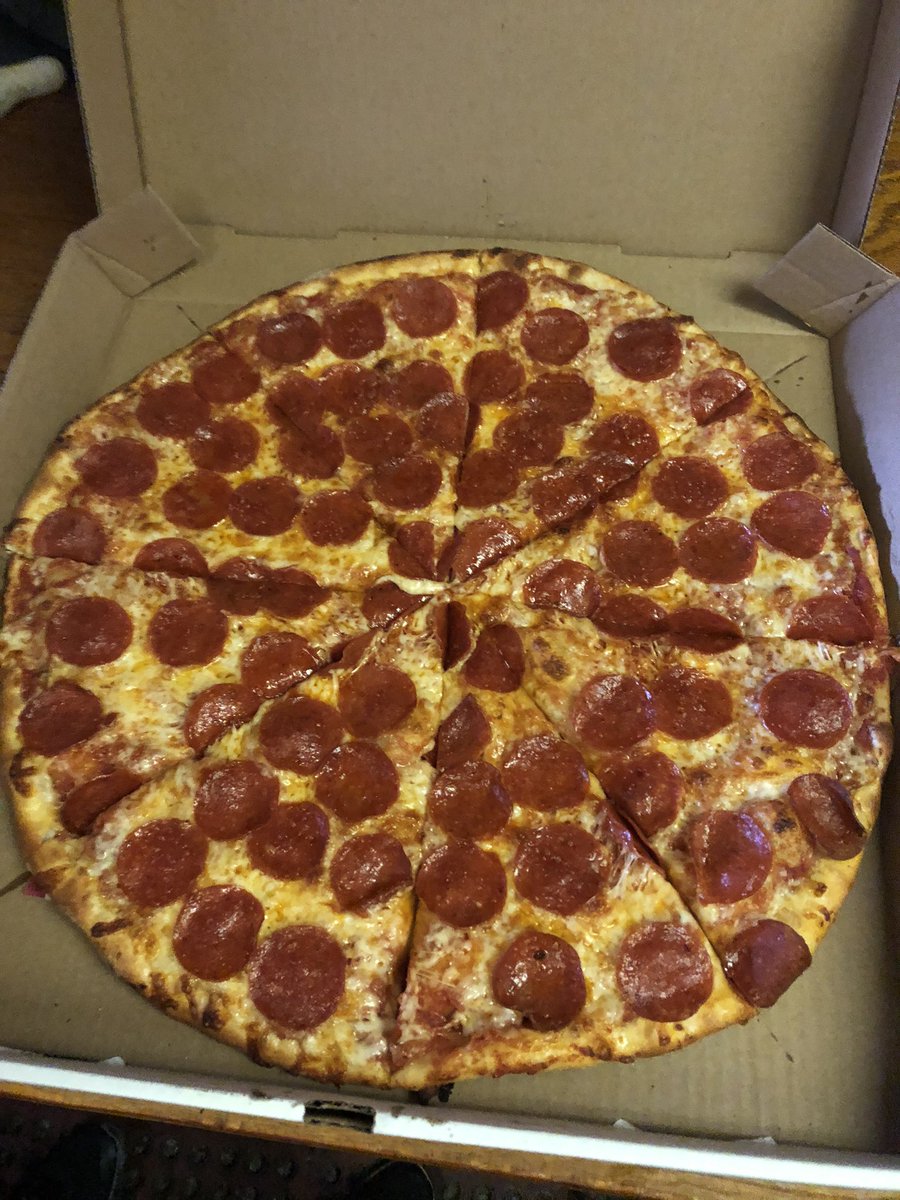 6Tubbs's tweet image. Who’s ready for a fresh and hot pepperoni pizza?  He’s a before and after of a 16 inch pie.