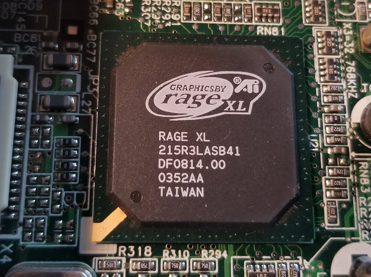 And it's got an ATI Rage XL graphics chip.This is apparently a 3D Rage Pro die-shrink, so it's equivalent in power to a Voodoo 2 or Nvidia RIVA 128