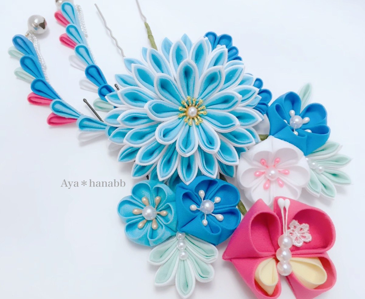 彩 つまみ細工 オーダーメイド随時受付中 お気軽にご相談ください 上手いと言ってくれる人rt つまみ細工の髪飾りを作っています 花ぼんぼり