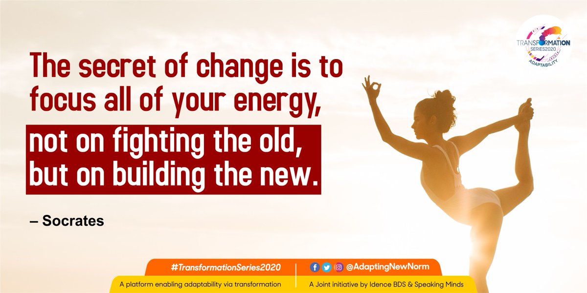 Learn more at the E-Conclave on Adapting the New Normal on 19th Aug at 8:00 pm IST on FB Live of this handle.
#adapting #thenewnormal #TransformationSeries2020 #covid19 #risingfromchallenge #positivity #growth #transformation #adaptingtochange #quotes #motivation