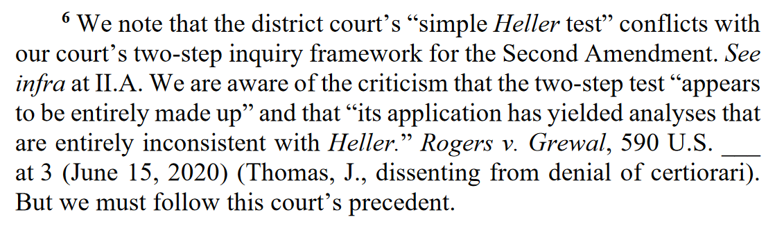 "We are aware of the criticism that the two-step test 'appears to be entirely made up' and that 'its application has yielded analyses that are entirely inconsistent with Heller.'"