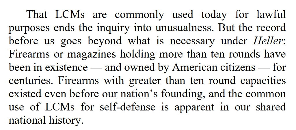 "Firearms with greater than ten round capacities existed even before our nation’s founding, and the common use of LCMs for self-defense is apparent in our shared national history."
