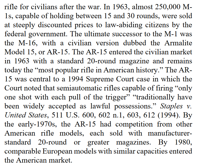 "...the record shows that new firearm designs proliferated throughout the states and few restrictions were enacted on firing capacities. The Girandoni air rifle, developed in 1779, had a 22-round capacity and was famously carried on the Lewis and Clark expedition."