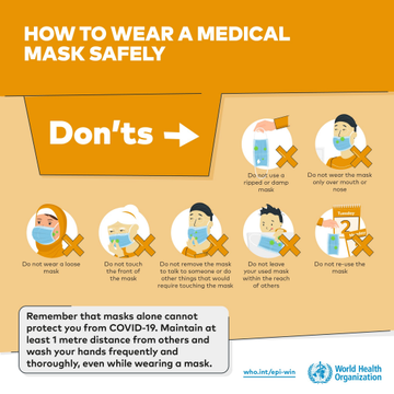 COVIDNewsByMIB's tweet image. #IndiaFightsCorona:

📍How to wear a medical mask safely😷

✅Do's 
❌Don'ts

#StaySafe #IndiaWillWin

Via @WHO