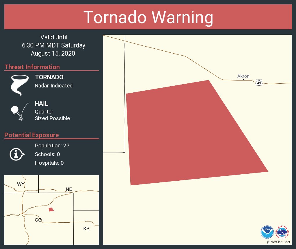NWStornado: 🌪️⚠️ Tornado Warning including Washington County, CO until 6:30 PM MDT