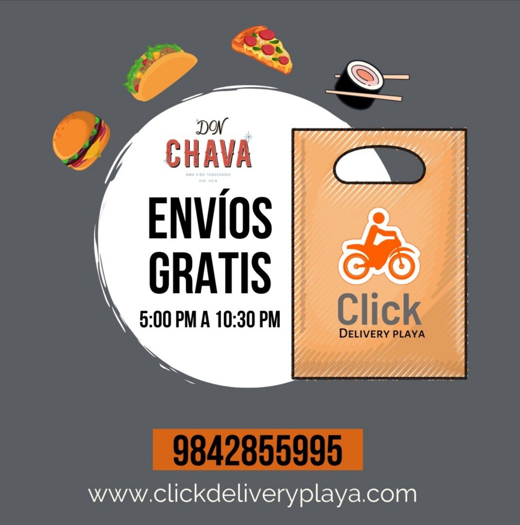 PlayaClick's tweet photo. Sácale jugo a tu quincena 🔥 y aprovecha los envíos gratis que tenemos en los pedidos de la taquería Don Chava 🌮📣

☎️9842855995

#daleclick #comidaadomicilio #playadelcarmen https://t.co/7dxJTL6PRd