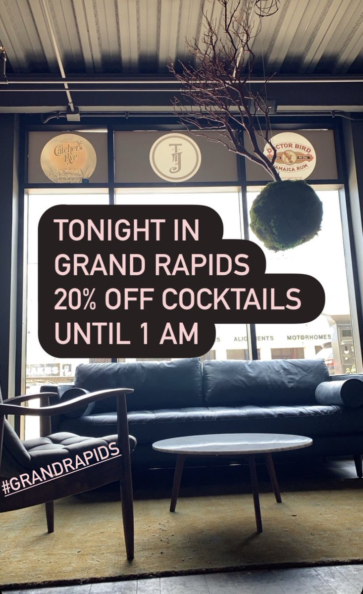 #GrandRapids our tasting room in GR is open &amp; pouring cocktails at 20% off til close tonight — Stop by! Located right next to <a href="/7MonksGR/">7 Monks Taproom - GR</a>
