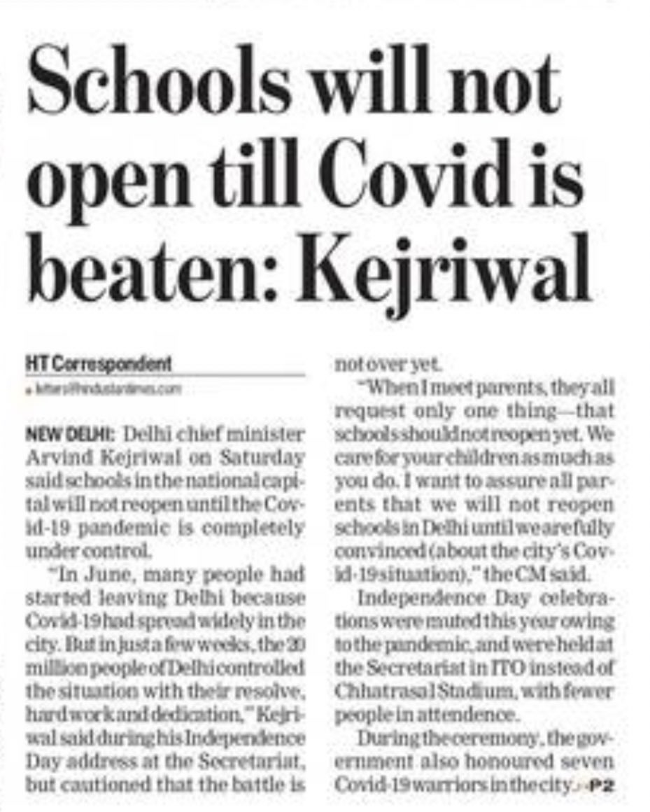 AAP_Positive's tweet photo. Schools will not open till covid is beaten says Delhi CM Arvind Kejriwal https://t.co/Cc2Js5EcVj