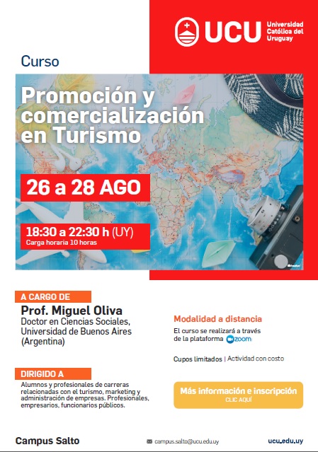 Por dictar curso en <a href="/UCUSalto/">Univ. Católica Salto</a> #promocion y #comercializacion #turística. Gracias <a href="/erickbremermann/">erick bremermann</a>  ucu.edu.uy/es/node/48285 <a href="/empresasucu/">Facultad de Ciencias Empresariales UCU</a>