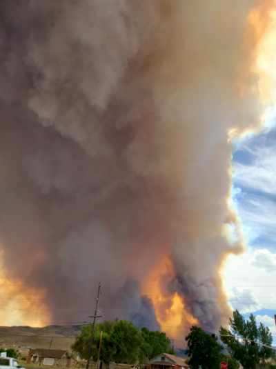 The "Fire Tornado"  #LoyaltonFire is less than 20 miles away. Here's some photos my friend took on the road sometime this afternoon.