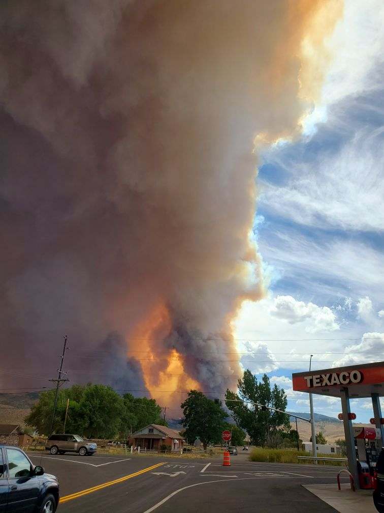 The "Fire Tornado"  #LoyaltonFire is less than 20 miles away. Here's some photos my friend took on the road sometime this afternoon.