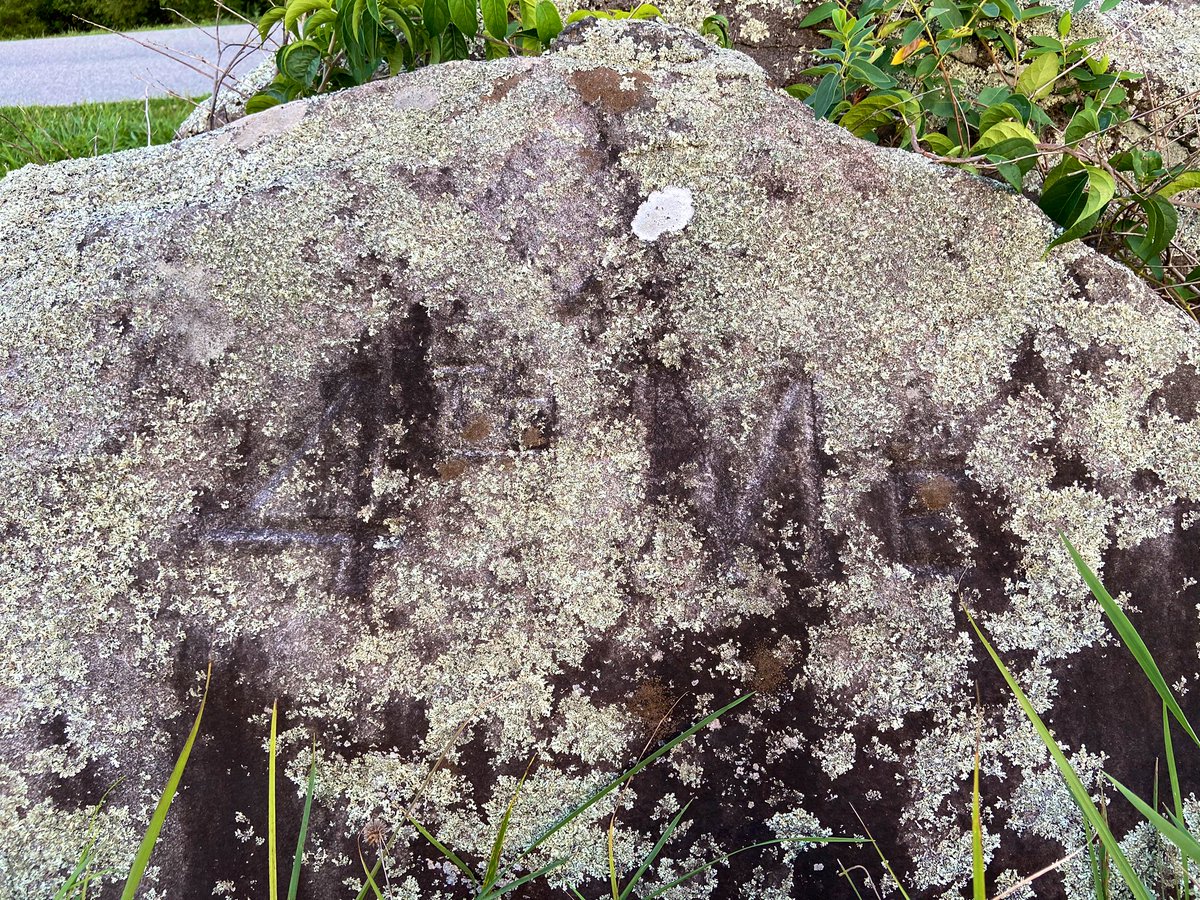 Intrigued, we started googling other known rock carvings at Gettysburg. We found this carving of “4th ME” near the 4th Maine monument near Devil’s Den. 3/