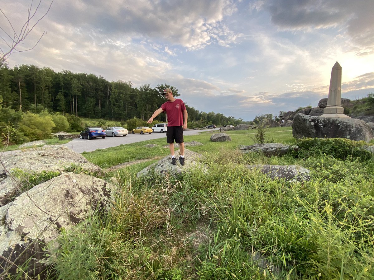 Intrigued, we started googling other known rock carvings at Gettysburg. We found this carving of “4th ME” near the 4th Maine monument near Devil’s Den. 3/