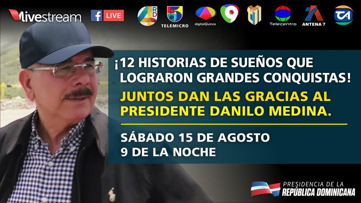 Acompáñanos a ver las 12 historias de sueños que lograron grandes conquistas.

Transmisión disponible en el siguiente enlace: livestream.com/presidenciard/…