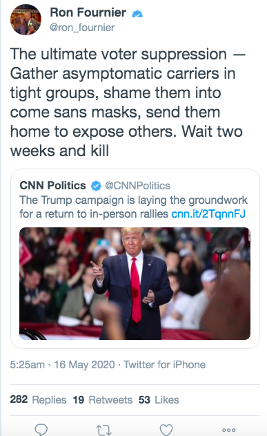 I mean, you can't do what leftwing journalists and operatives did to a democratic polity - you can't institutionalize paranoia as the aesthetic and sensibility of one-half of the country, let alone really dumb paranoia - and expect to come out whole on the other side. https://twitter.com/omriceren/status/1294791344746106887