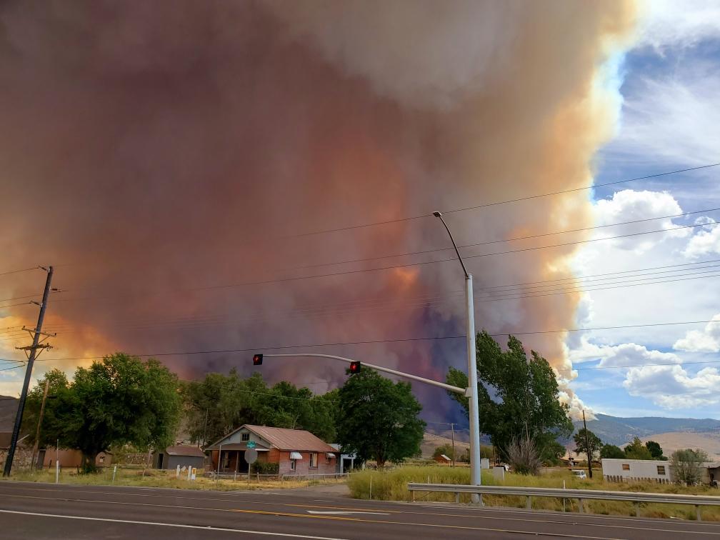 The "Fire Tornado"  #LoyaltonFire is less than 20 miles away. Here's some photos my friend took on the road sometime this afternoon.