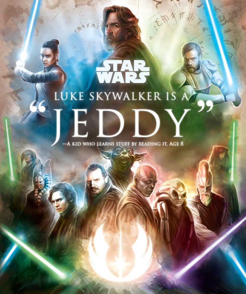 CaffeinatedKiwi's tweet photo. How to spot a kid who learns stuff by reading it.

My 8-year-old son: "Luke Skywalker is a Jeddy!"

#StarWars #jediisjeddy #readerpitfalls https://t.co/L9odXWwq0J