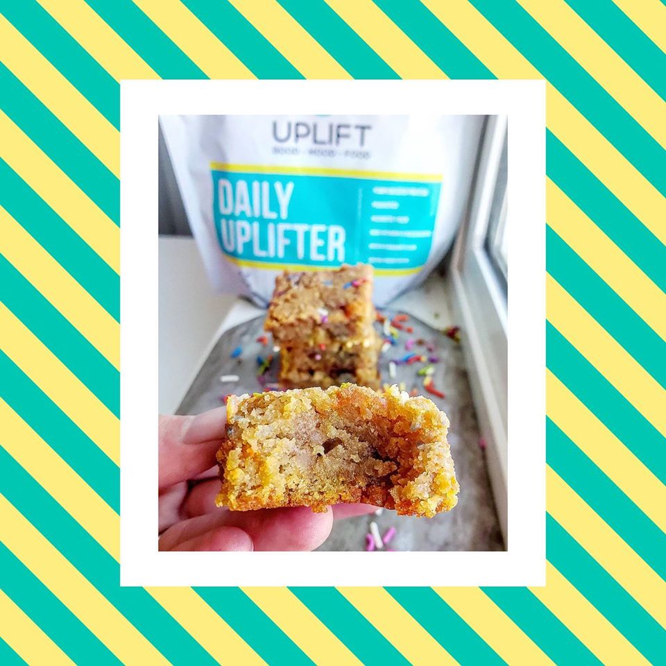 Check out these delicious Fiber-filled #CakeBatter Blondies using our Daily Uplifter! Dessert is best when it’s also good for you 😋 Click here for the full recipe! bit.ly/UpliftFood_Pre…