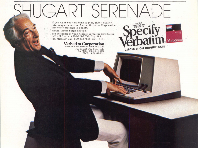 verbatim paid victor borge to appear in their floppy disk ads. huh.