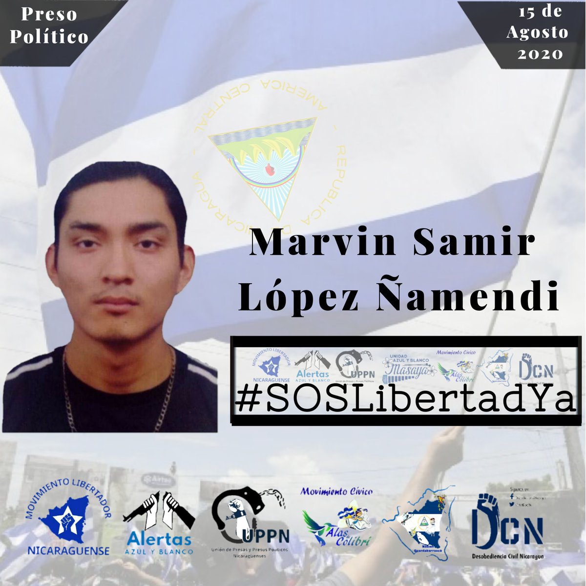 MovimientoLN's tweet photo. Siguen las detenciones arbitrarias por parte de la policía, Marvin ex preso político  fue detenido en su casa de habitación después que allanada el día de hoy.

¡Exigimos su liberación!

#SOSNicaragua
#SOSLibertadYa https://t.co/HqwcOeGUTP