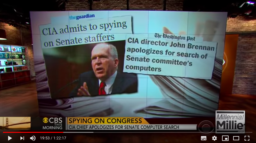 The filmmaker tries to suggest (circa 19:50) that somehow Snowden's disclosures helped Brennan weasel-word his way out of having hacked the Senate Intelligence Committee to cover up the CIA Torture Report but the screen images don't back up the claim whatsoever.