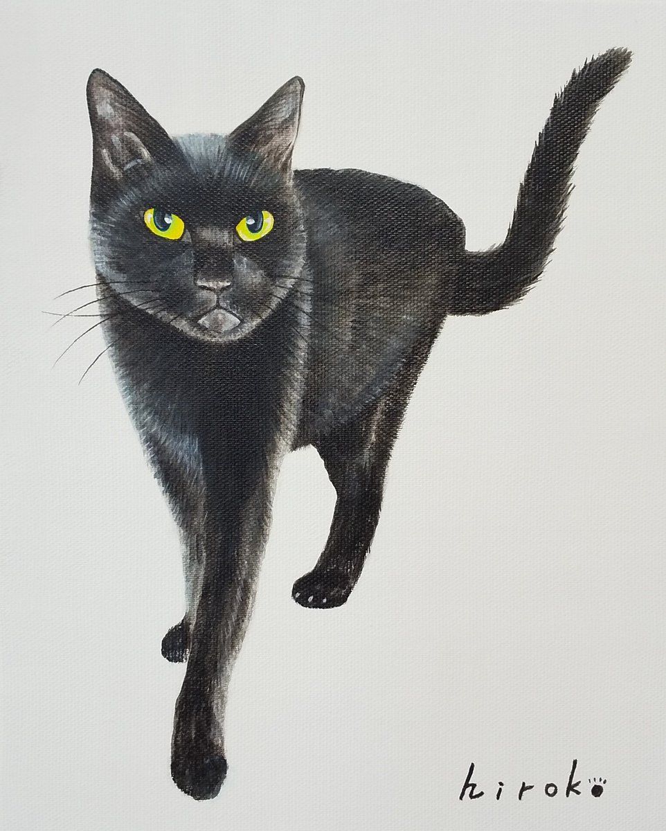 しっぽアート のまひろこ A Twitter 東日本橋のギャラリー ショップねこの引出しさんで 黒猫 A展 開催中 黒猫 作品で参加しています モデルは黒猫 福ちゃん ねこの引出し 黒猫 黒猫作品 クロネコ くろねこ 猫の絵 イラスト 絵画