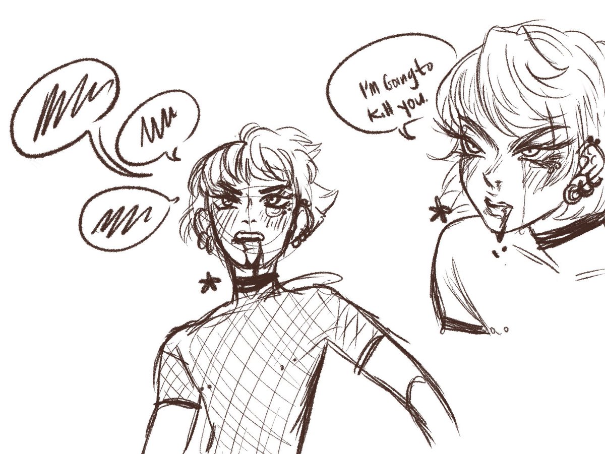 I feel like I haven't drawn in forever so take some angry rock band au hongjoongs and a cute one 