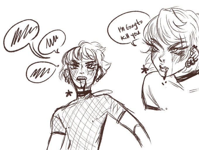 I feel like I haven't drawn in forever so take some angry rock band au hongjoongs and a cute one 