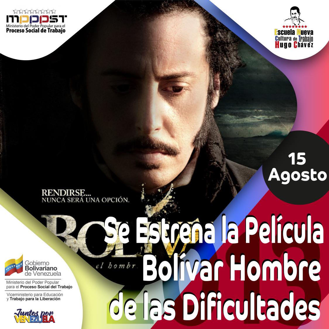 #Efemerides |#15agosto 
Esta película no fue la única sobre el político y militar Simón Bolívar, también se pudo visionar en las salas comerciales "El Libertador"
#GuerrillaObrera
#BatallaPorLaSaludYLaVida