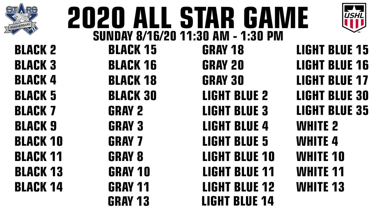The following players have been selected for the Lincoln Stars All-Star Game tomorrow morning!

Players will have Bauer/CCM equipment fitting at 9:00 a.m in the lobby (main entrance) of Breslow. Players will wait outside &amp; be brought in four at a time.