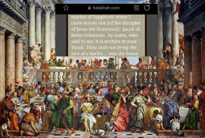 Second source, again explicitly named Jesus the Nazarene  https://halakhah.com/zarah/zarah_17.htmlPainting is The Wedding Feast at Cana (1563), by Veronese. Currently at the  @MuseeLouvre in Paris.