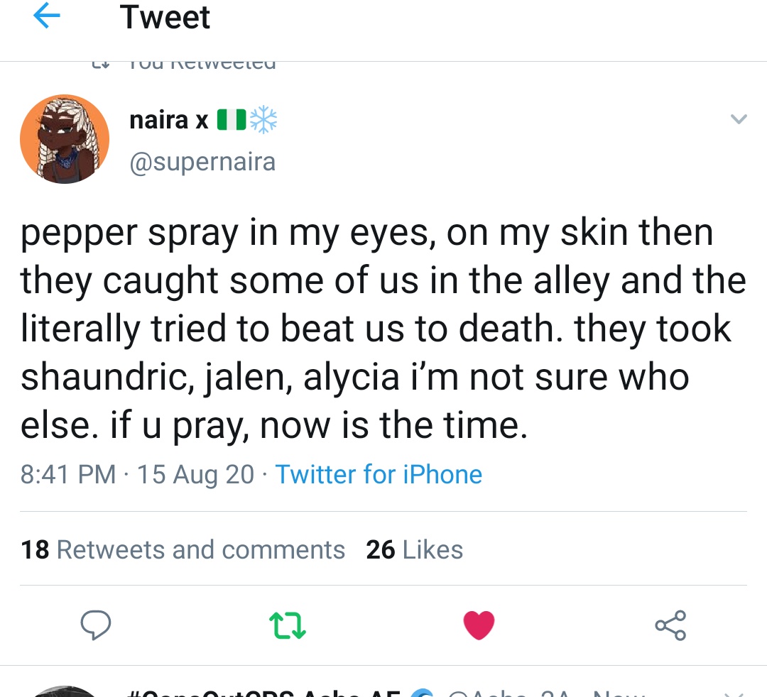 TAKE ACTION. PLEASE, THEY BEAT, SPRAYED, &amp; BRUTALIZED CHICAGO YOUTH. They were demonized, dehumanized, and subjected to state violence for practising 1st amendment assembly,demanding what our communities need for safety/ peace of mind.
POLICE ARE LYING RN. 24 arrested so far