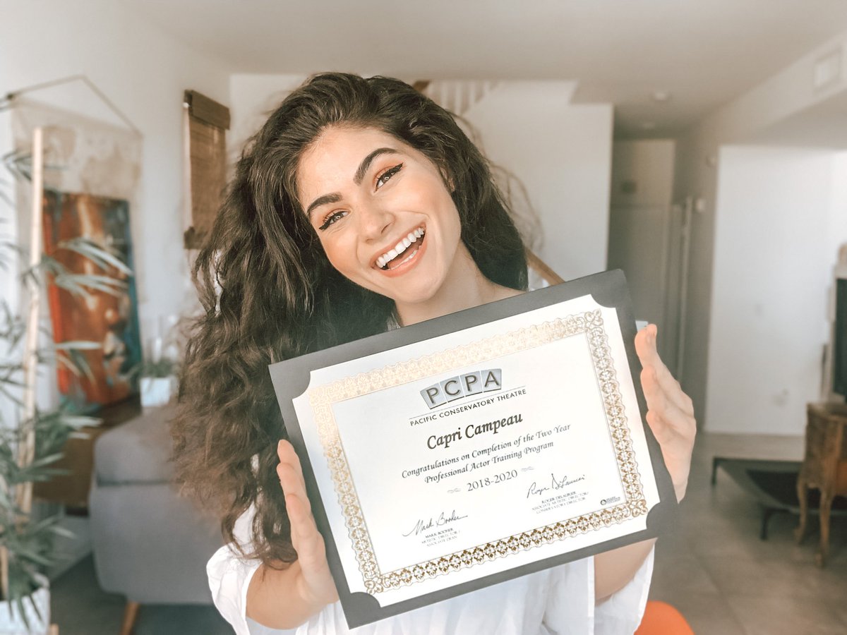 CapriSaysHello's tweet photo. A lot of people are making jokes about graduating in 2020 with a degree in theatre, haha...TECHNICALLY I don’t even have a degree ;)  
#imhappytho #pcpyay https://t.co/du0uJvojFj
