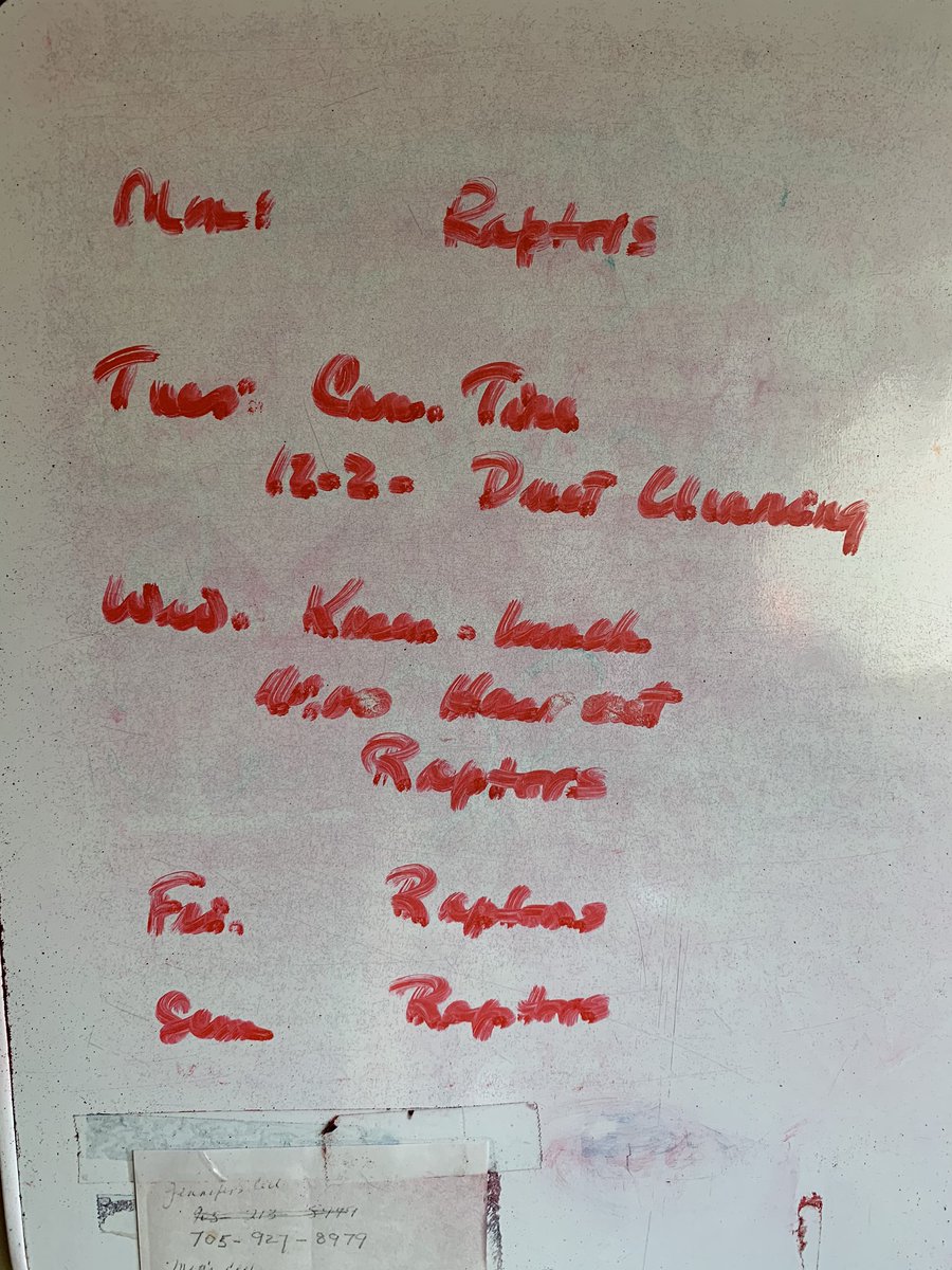 gr8life98's tweet photo. @Raptors My 81 year old mom can’t wait for the playoffs. She’s a huge fan and puts all your upcoming games on her weekly whiteboard! Can you give Pauline a shoutout? We’re all behind you - best of luck! #wethenorth https://t.co/4K8lu9qLh8