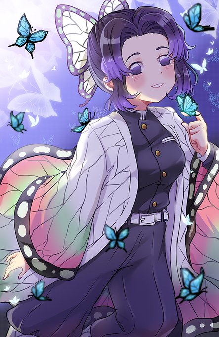 アメみ ❖ amaiさんがTwitterに投稿した胡蝶しのぶ(鬼滅の刃)のイラスト。